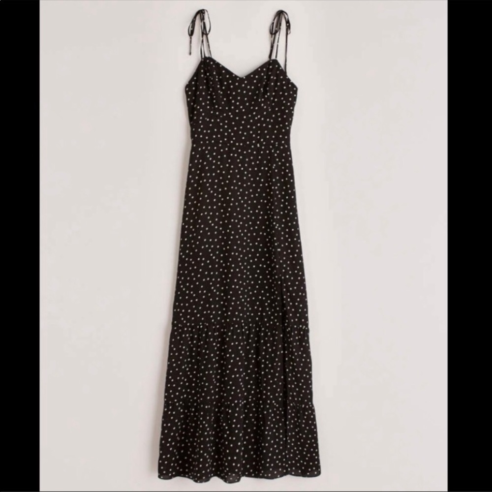 Abercrombie & Fitch Maxi Dress - black with white polka dots